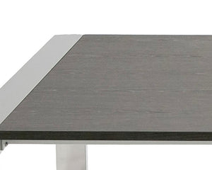 VIG Furniture Fauna Elm Grey Dining Table With Chrome Stainless Steel Frame — Modern Rectangular 10-Seater Elegance VGBBBN-2T-GREY-DT