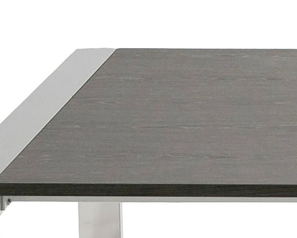 VIG Furniture Fauna Elm Grey Dining Table With Chrome Stainless Steel Frame — Modern Rectangular 10-Seater Elegance VGBBBN-2T-GREY-DT