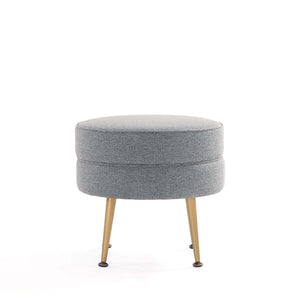 English Elm Bailey Gray Upholstered Accent Ottoman: Modern Comfort, Versatile Decor, Stylish Gold Legs - 20” B365P397867