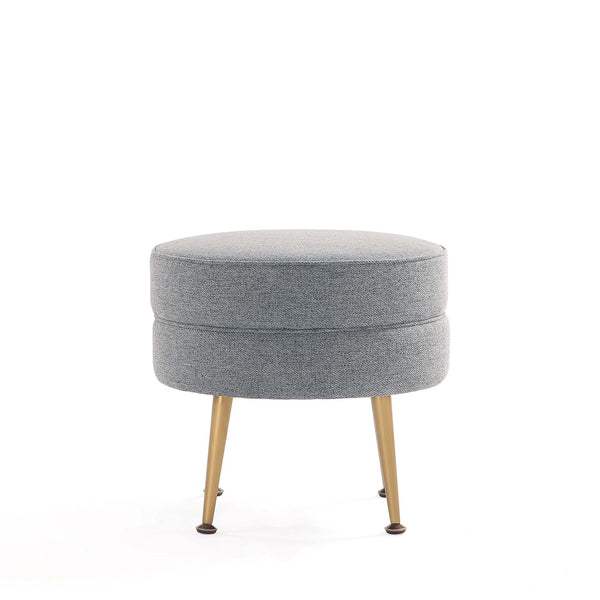 English Elm Bailey Gray Upholstered Accent Ottoman: Modern Comfort, Versatile Decor, Stylish Gold Legs - 20” B365P397867