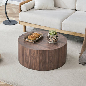 English Elm Cave Stone Patterned Mdf Round Coffee Table for Minimalist Industrial Living Rooms Walnut W1151P460953