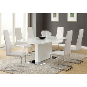 English Elm Varela High Gloss White Dining Table with Chrome Feet — Sleek Modern Wood Design for Contemporary Homes B062S00830