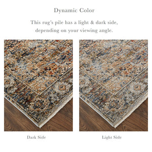 Feizy Rugs Kaia Luxurious Low Pile Area Rug – Soft, Durable Medallion Design Perfect For High Traffic Spaces Tan,Orange,Blue Polypropylene,Viscose,Polyester Kai39gmfmlt000b00