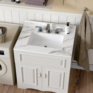 English Elm 31 Inch Carrara Marble Vanity Top With Undermount Sink & 4" Backsplash - Elegant, Durable, Eco-Friendly! W2699P192440