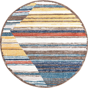 Unique Loom Aramis Zoe Machine Made Tribal Rug Multi, Blue/Ivory/Light Blue/Light Brown/Yellow/Rust Red 7' 1" x 7' 1"