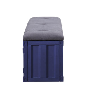 English Elm Cargo Industrial Storage Bench with Padded Seat, Metal Doors & Open Compartment for Entryway Decor Blue,Gray 61 L x 19 W x 10 H B2726P263384