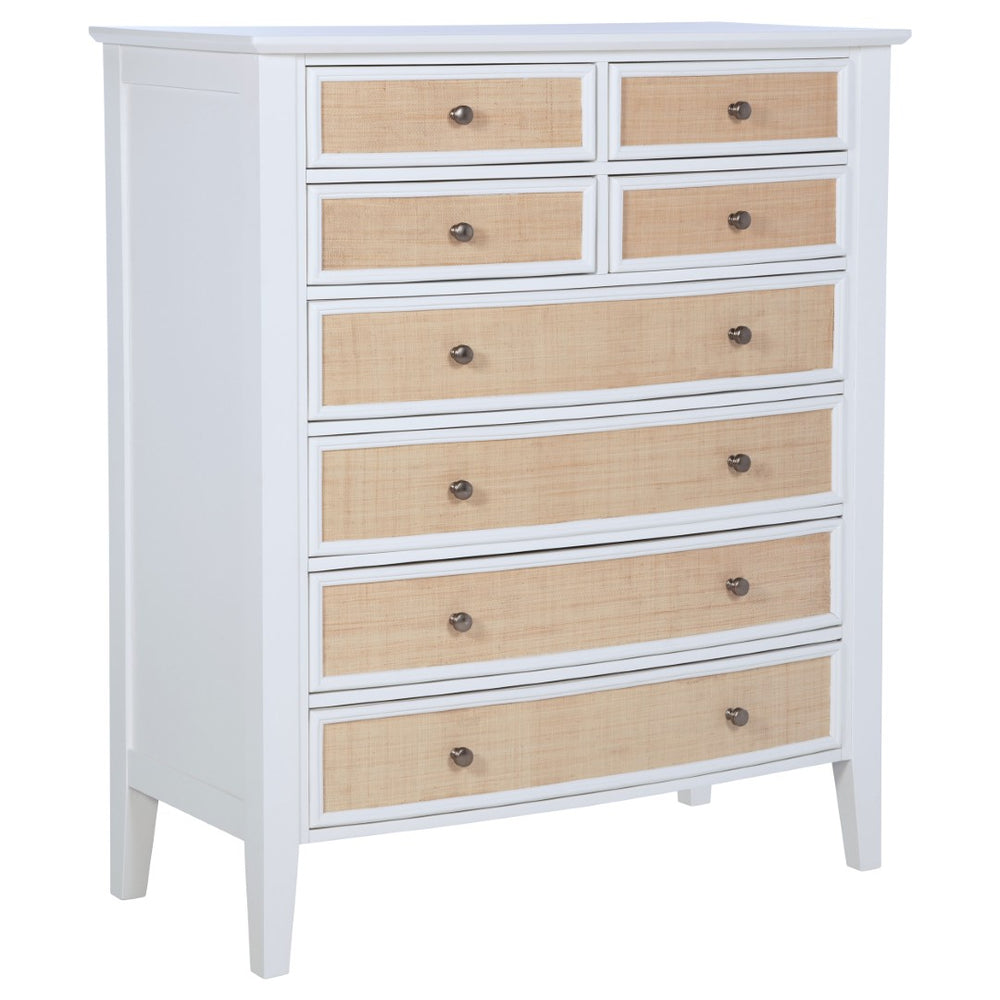 English Elm Talia Eight Drawer Chest with Rattan Fronts and Felt Lined Coastal Bedroom Storage B062P440322