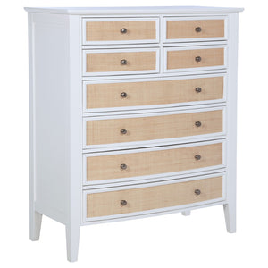 English Elm Talia Eight Drawer Chest with Rattan Fronts and Felt Lined Coastal Bedroom Storage B062P440322