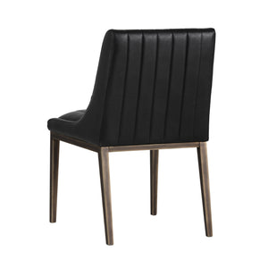 Sunpan Halden Dining Chair Set of 2 – Urban Style with Bold Stitching and Rustic Bronze Steel Frame Vintage Black