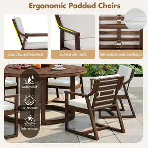 English Elm Trexm Acacia Wood Outdoor Dining Armchairs with Cushions for Patio Garden Mocha N715P404282P