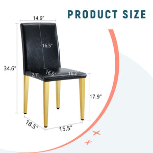 English Elm Set Of 4 Modern Black Pu Leather Backrest Chairs With Gold Metal Legs For Stylish Home Decor W3226P279074-GIGA