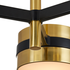 Heybrook Semi-Flush Mount Light - Modern Mid-Century Design with Polished Brass & Black Finishes