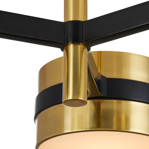 Heybrook Semi-Flush Mount Light - Modern Mid-Century Design with Polished Brass & Black Finishes