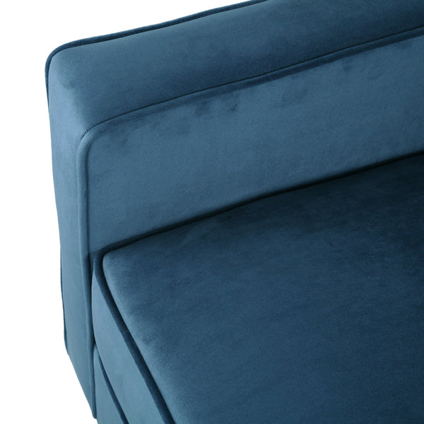 English Elm Christopher Knight Home® - Blue Velvet Upholstered Club Chair with Tonal Piping, Tapered Birch Legs, Plush Polyester Velvet Comfort N758P268293B