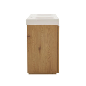 English Elm Emilia 60 Inch Freestanding Oak Vanity with Ceramic Sink and Soft Close Drawers Light Oak W1865S00242
