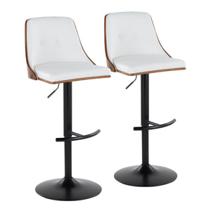 English Elm Gianna Adjustable Barstool Set Of 2 - Mid-Century Modern Swivel Design In Black Metal & Walnut Wood B202S00888