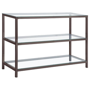 English Elm Weston Black Nickel 2-Shelf Glass Top Console Table - Elegant Entryway Storage, Sleek Metal & Glass Design B062P328648