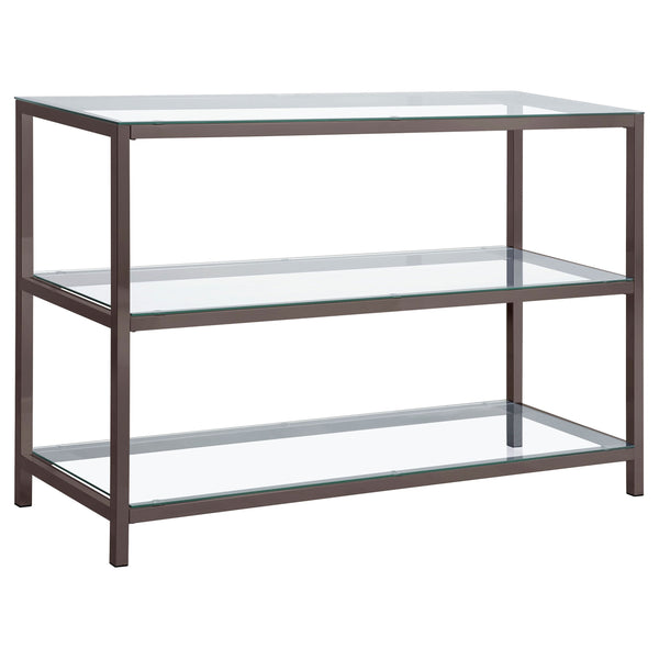 English Elm Weston Black Nickel 2-Shelf Glass Top Console Table - Elegant Entryway Storage, Sleek Metal & Glass Design B062P328648