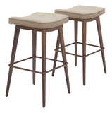 Divat Counter Stool - Set of 2 Beige & Walnut 110331 Zuo Modern