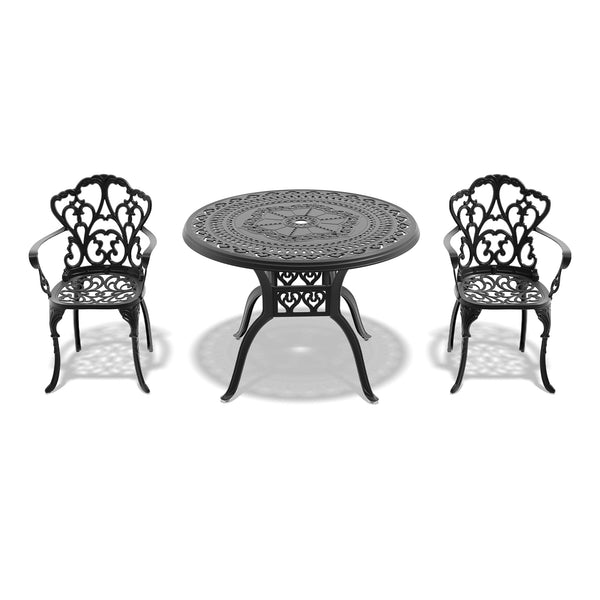 English Elm 3-Piece Cast Aluminum Patio Set With Beige Cushions - Stylish, Durable, And Comfortable Outdoor Furniture W1710S00065