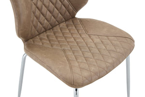 English Elm Dark Oil Waxed Faux Leather Dining Chair Set with Diamond Tufted High Back Metal Legs W3493P444879