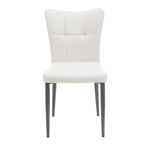 English Elm Set of 2 Dining Chairs with Thick Cushions and PU Leather Upholstery — Modern Sturdy Iron Frames for Home & Restaurant Seating Black,White N842P300566K