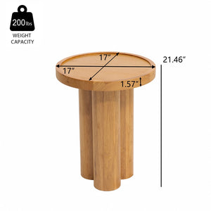 English Elm Round Oak Veneer Pedestal End Table Natural Grain Accent for Living Room or Bedroom N768P399823N