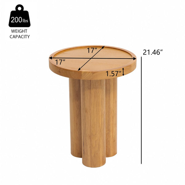 English Elm Round Oak Veneer Pedestal End Table Natural Grain Accent for Living Room or Bedroom N768P399823N