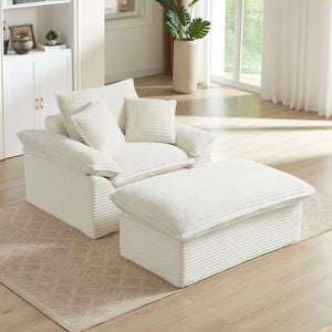 English Elm 51.97 modern cushioned compression single seat sofa with oversized footrest deep plush seating for comfort and support White W3396P330951