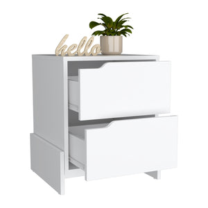English Elm Luss Nightstand with Dual Drawers and Spacious Top, Engineered Wood Bedside Table for Stylish Storage White 24 L x 19 W x 5 H B070P188859