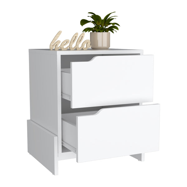 English Elm Luss Nightstand with Dual Drawers and Spacious Top, Engineered Wood Bedside Table for Stylish Storage White 24 L x 19 W x 5 H B070P188859
