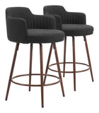 Kono Swivel Counter Stool - Set of 2 Black & Walnut 110375 Zuo Modern