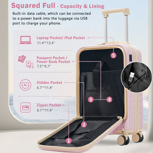 English Elm Front Access Hardside 3 Piece Travel Set with Usb Port Spinner Wheels and Tsa Lock Pink N732P326130U