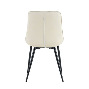 English Elm Modern Creamy White Fabric Dining Chair With Grid Pattern - Stylish, Comfortable & Durable Design W370P207345