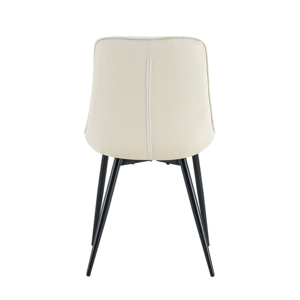 English Elm Modern Creamy White Fabric Dining Chair With Grid Pattern - Stylish, Comfortable & Durable Design W370P207345