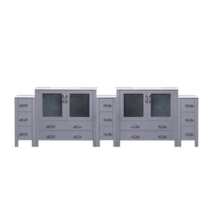 English Elm Dark Grey Double Bath Vanity 108" W With White Ceramic Top, Soft-Close Drawers & Ample Storage B2731S00619