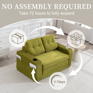 English Elm Convertible Floor Sofa Bed with Memory Foam and Ribbed Corduroy for Small Spaces Olive W395P438030