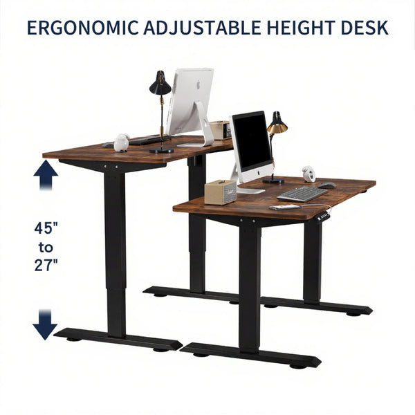 English Elm 55"×24" Electric Sit Stand Desk Steel Frame with Memory Presets and Usb-c Charging Port Brown,Brown Leopard W614P376321