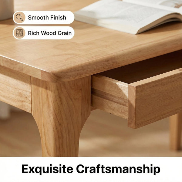 English Elm Solid Wood Mid-century Writing Desk with Two Drawers for Home Office or Bedroom W3204P445617