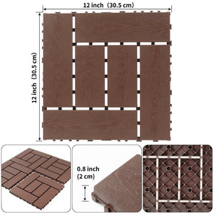 English Elm 12-inch Interlocking Pp Deck Tiles Snap Together for Patio Balcony or Courtyard 44 Sq Ft W3022P251853