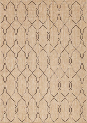 Unique Loom Outdoor Trellis Links Trellis Machine Made Trellis Rug Natural, Brown/Ivory 7' 1" x 10' 0"