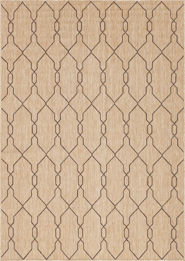 Unique Loom Outdoor Trellis Links Trellis Machine Made Trellis Rug Natural, Brown/Ivory 7' 1" x 10' 0"