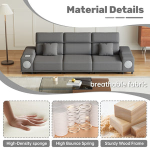 English Elm 3-seater Power Reclining Sofa with Bluetooth Speakers Wireless Charging Usb Living Room W3795S00015