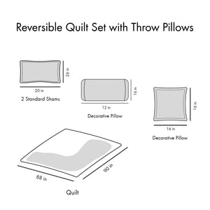 English Elm Full/Queen Boho Joni Reversible Quilt Set with Toss Pillows, OEKO-TEX Cotton Fill, Antimicrobial Freshness Protection B03596119