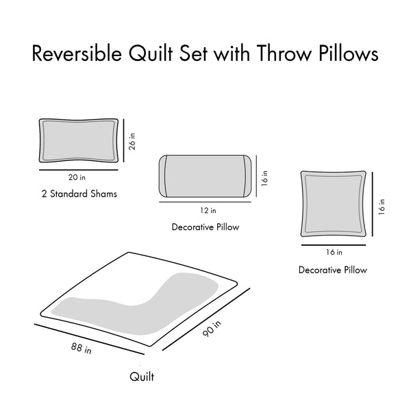 English Elm Full/Queen Boho Joni Reversible Quilt Set with Toss Pillows, OEKO-TEX Cotton Fill, Antimicrobial Freshness Protection B03596119