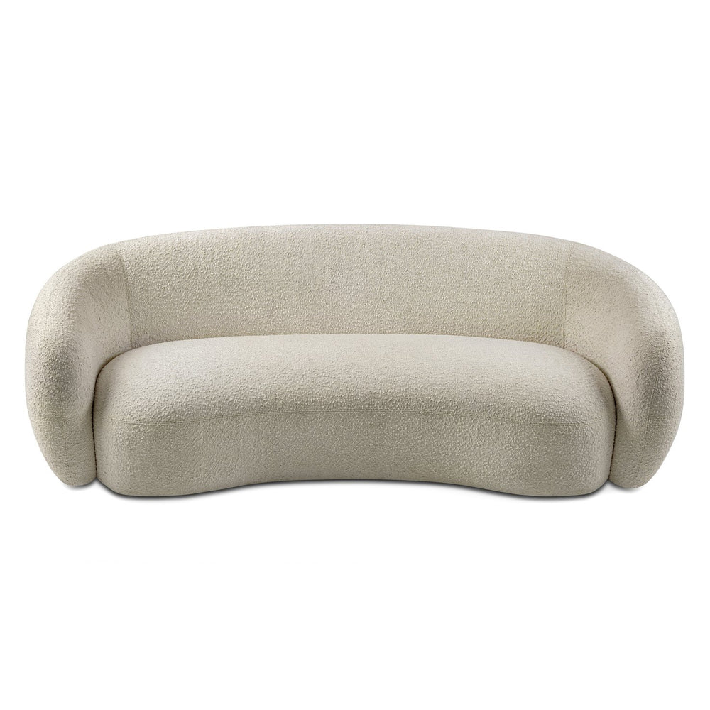 English Elm Sherri 89-inch Sofa with Curved Mid-Century Bouclé Upholstery, Durable Frame, Spacious Seating Cream B136P364318