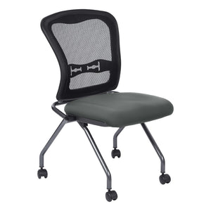 OSP Home Furnishings Soft-flex Pro-line Ii Folding Chair with Progrid Mesh Back and Lumbar Support Grey 84220-226