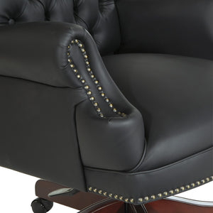 OSP Home Furnishings Deluxe Queen Anne Executive Chair with Lumbar Support and Cherry Wood Finished Base TEX228-3