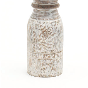 English Elm Decorative Wooden Centerpiece Candle Holder - Elegant White Stand For Timeless Charm & Ambiance B346P336844