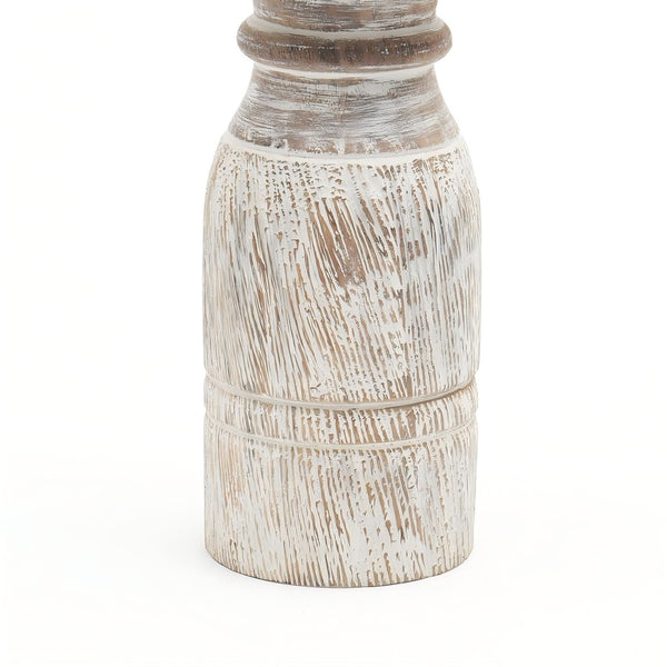 English Elm Decorative Wooden Centerpiece Candle Holder - Elegant White Stand For Timeless Charm & Ambiance B346P336844